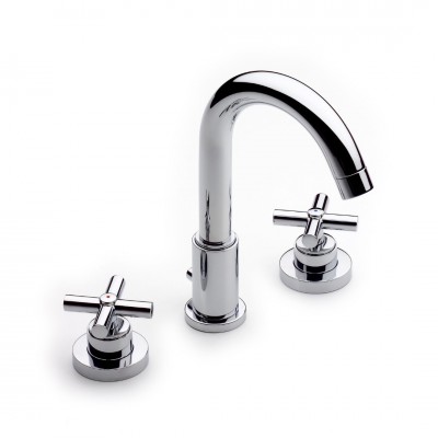 Roca Loft bateria umywalkowa 3 otworowa z korkiem chrom A5A4443C00