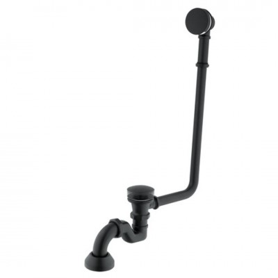 Besco przelew wannowy retro + korek klik klak + syfon czarny mat SW-PRZ-CZR