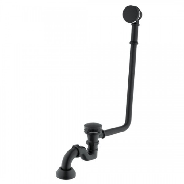 Besco przelew wannowy retro + korek klik klak + syfon czarny mat SW-PRZ-CZR