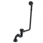 Besco przelew wannowy retro + korek klik klak + syfon czarny mat SW-PRZ-CZR