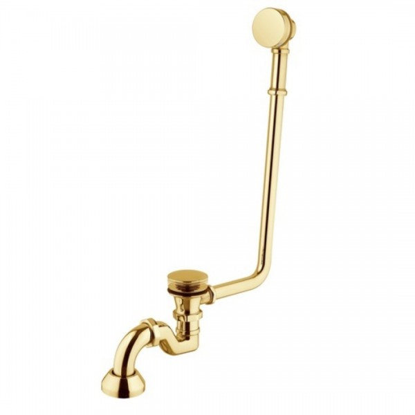 Besco przelew wannowy retro + korek klik klak + syfon złoty połysk SW-PRZ-ZLO