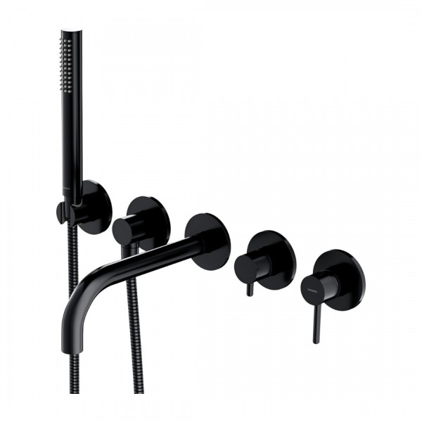 Omnires Y bateria wannowa podtynkowa 5-otworowa czarny półpołysk Y1237/1BL