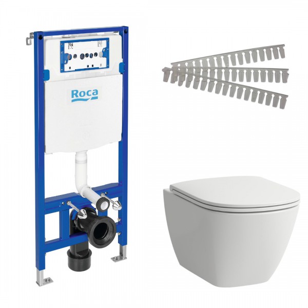 Laufen Lua Advanced miska WC z deską wolnoopadającą i stelaż podtynkowy Roca 46491