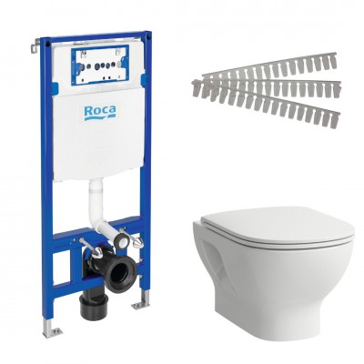 Laufen Lua Basic miska WC z deską wolnoopadającą i stelaż podtynkowy Roca 46492