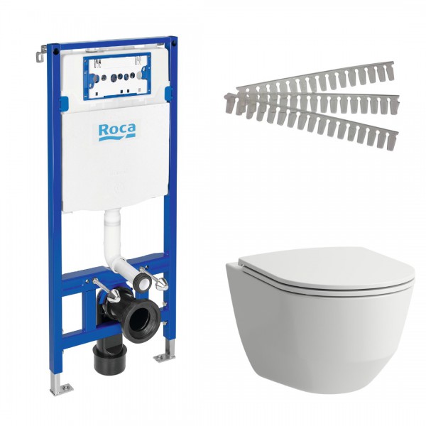 Laufen Pro A miska WC z deską Slim wolnoopadającą i stelaż podtynkowy Roca 46490