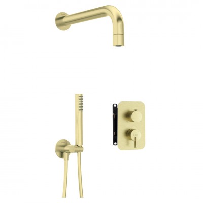 Deante Silia zestaw prysznicowy podtynkowy złoto szczotkowane BXYZRQSM