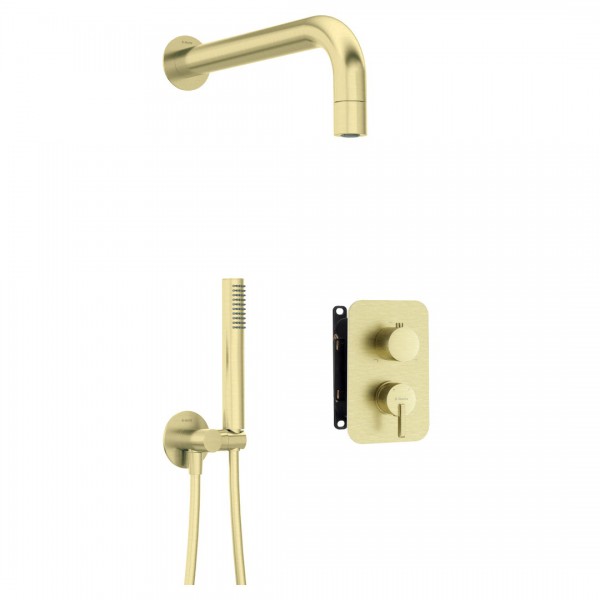Deante Silia zestaw prysznicowy podtynkowy złoto szczotkowane BXYZRQSM