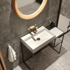Deante Arnika bateria umywalkowa podtynkowa wylewka 18 cm złota BQA_Z54L