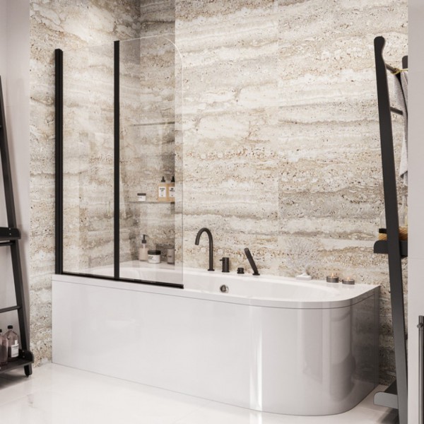 Besco Prime parawan nawannowy 90x140 cm czarny mat PNPB-2S