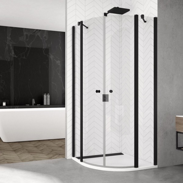 SanSwiss Solino kabina prysznicowa półokrągła 100 cm czarny mat SOR551000607