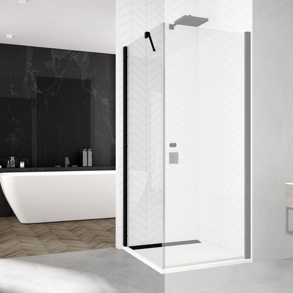 Sanswiss Solino ścianka prysznicowa 80 cm boczna do drzwi czarny mat SOLT108000607