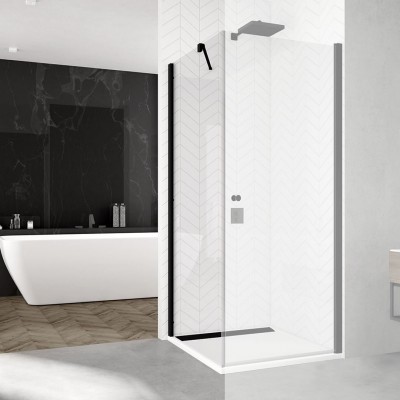 Sanswiss Solino ścianka prysznicowa 75 cm boczna do drzwi czarny mat SOLT107500607