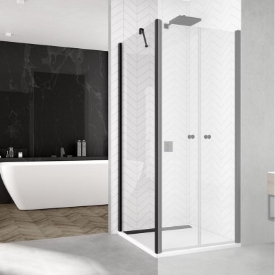 Sanswiss Solino ścianka prysznicowa 90 cm boczna do drzwi czarny mat SOLT209000607