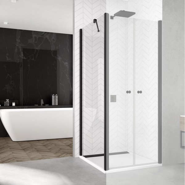 Sanswiss Solino ścianka prysznicowa 80 cm boczna do drzwi czarny mat SOLT208000607