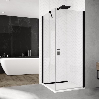 Sanswiss Solino kabina prysznicowa prostokątna 100x80 cm czarny mat SOL110000607+SOLT108000607