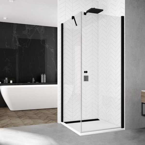 Sanswiss Solino kabina prysznicowa prostokątna 100x80 cm czarny mat SOL110000607+SOLT108000607