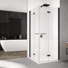 Sanswiss Solino kabina prysznicowa kwadratowa 80 cm czarny mat SOLF1G0800607+SOLF1D0800607