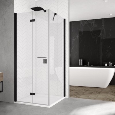 Sanswiss Solino kabina prysznicowa prostokątna 100x90 cm lewa czarny mat SOLF1G1000607+SOLT109000607