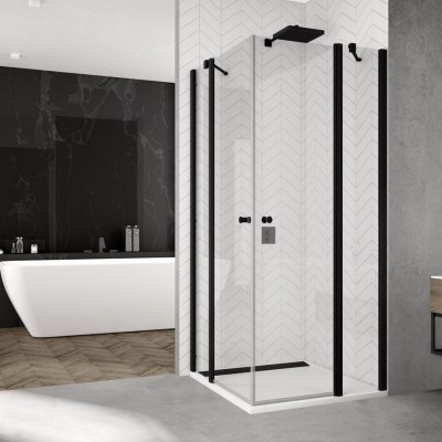 Sanswiss Solino kabina prysznicowa kwadratowa 110 cm czarny mat SOL1311000607+SOL1311000607