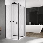 Sanswiss Solino kabina prysznicowa kwadratowa 90 cm czarny mat SOL209000607+SOLT209000607