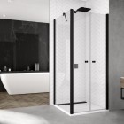 Sanswiss Solino kabina prysznicowa kwadratowa 80 cm czarny mat SOL208000607+SOLT208000607