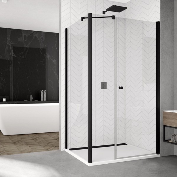 Sanswiss Solino kabina prysznicowa prostokątna 140x90 cm czarny mat SOL3114000607+SOLT309000607