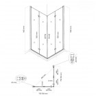 Oltens Byske kabina prysznicowa 80x80 cm kwadratowa czarny mat/szkło przezroczyste 20001300