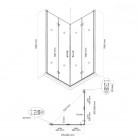 Oltens Byske kabina prysznicowa 90x90 cm kwadratowa czarny mat/szkło przezroczyste 20002300