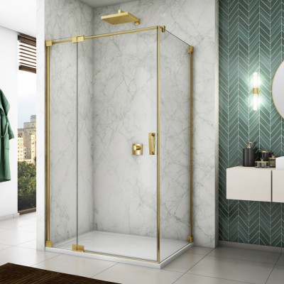 Sanswiss Cadura kabina prysznicowa kwadratowa 75 cm lewa złoty CA13G0751207+CAT10751207