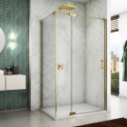 Sanswiss Cadura kabina prysznicowa kwadratowa 100 cm lewa złoty CA13G1001207+CAT31001207