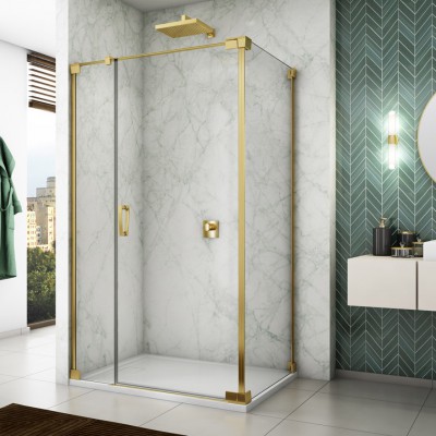 Sanswiss Cadura kabina prysznicowa kwadratowa 100 cm prawa złoty CA31CD1001207+CAT21001207