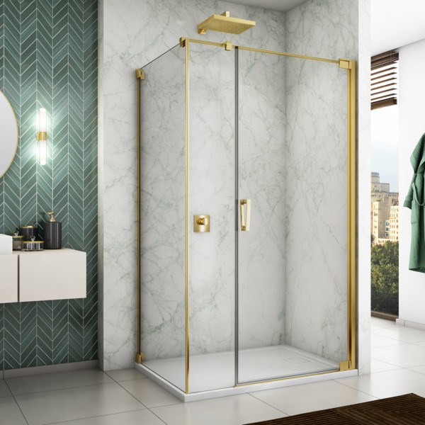 Sanswiss Cadura kabina prysznicowa kwadratowa 110 cm prawa złoty CA31CD1101207+CAT51101207