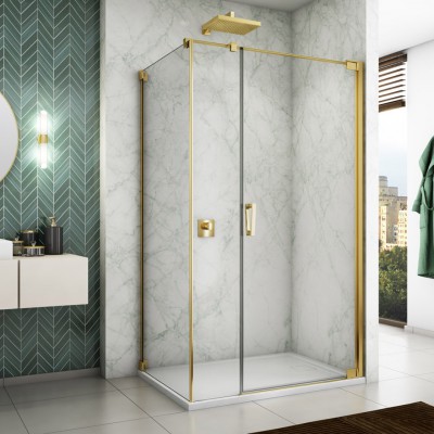 Sanswiss Cadura kabina prysznicowa kwadratowa 100 cm prawa złoty CA31CD1001207+CAT51001207