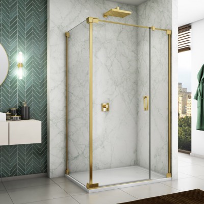 Sanswiss Cadura kabina prysznicowa kwadratowa 110 cm lewa złoty CA31CG1101207+CAT21101207