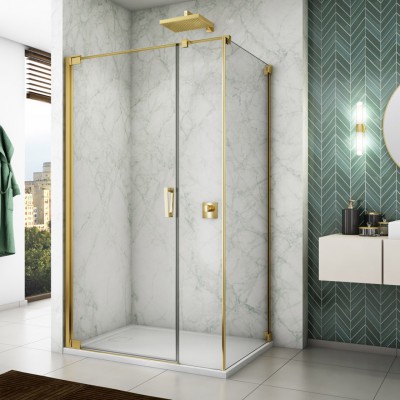 Sanswiss Cadura kabina prysznicowa kwadratowa 80 cm lewa złoty CA31CG0801207+CAT50801207