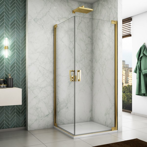 Sanswiss Cadura kabina prysznicowa kwadratowa 70 cm złoty CA1CG0701207+CA1CD0701207