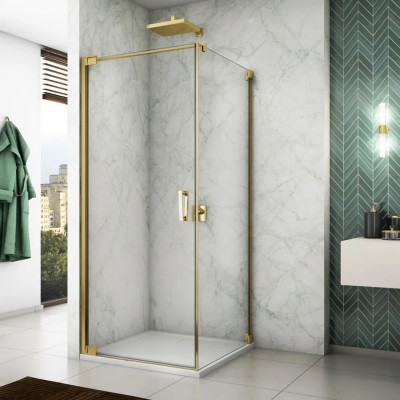 Sanswiss Cadura kabina prysznicowa kwadratowa 100 cm złoty lewa CA1CG1001207+CAT11001207