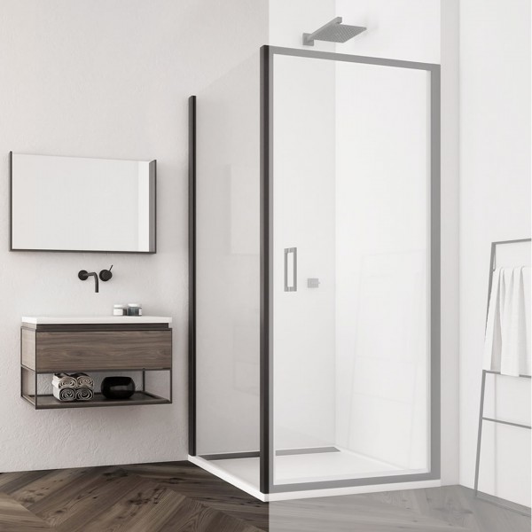 Sanswiss Top Line S ścianka prysznicowa 90 cm boczna do drzwi czarny mat TOPF20900607