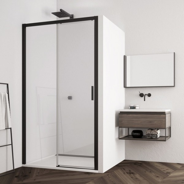 Sanswiss Top Line S drzwi prysznicowe 140 cm lewe czarny mat TLS2G1400607