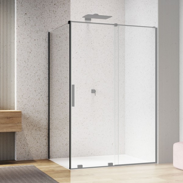 Sanswiss Amalia ścianka prysznicowa 80 cm boczna do drzwi czarny mat D35F10800607