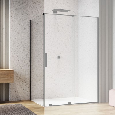 Sanswiss Amalia ścianka prysznicowa 80 cm boczna do drzwi czarny mat D35F10800607