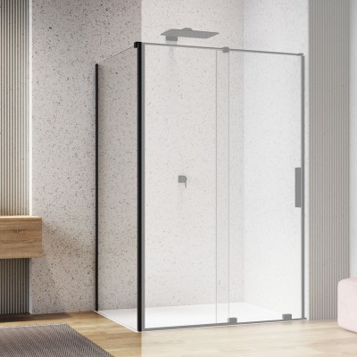 Sanswiss Amalia ścianka prysznicowa 80 cm boczna do drzwi czarny mat D35F30800607