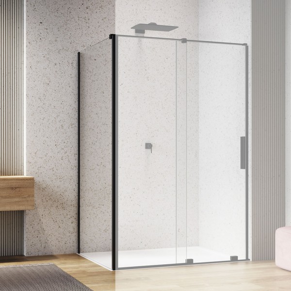 Sanswiss Amalia ścianka prysznicowa 80 cm boczna do drzwi czarny mat D35F30800607