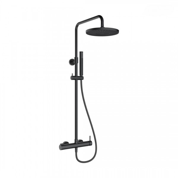 Oltens Molle zestaw prysznicowy ścienny z deszczownicą czarny mat 36504300