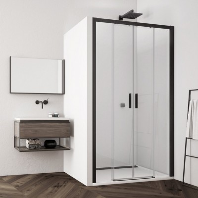 Sanswiss Top Line S drzwi prysznicowe 140 cm czarny mat TLS41400607