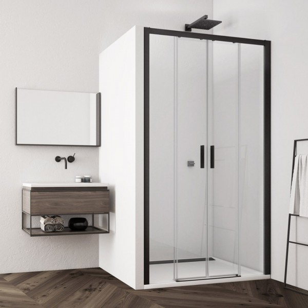Sanswiss Top Line S drzwi prysznicowe 140 cm czarny mat TLS41400607