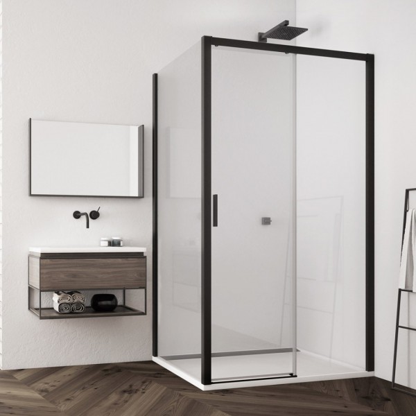 Sanswiss Top Line S kabina prysznicowa prostokątna 160x90 cm prawa czarny mat TLS2D1600607+TOPF20900607