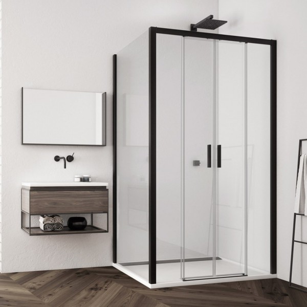 Sanswiss Top Line S kabina prysznicowa prostokątna 160x80 cm czarny mat TLS41600607+TOPF20800607