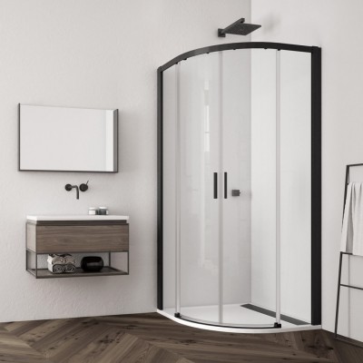 Sanswiss Top Line S kabina prysznicowa półokrągła 80 cm czarny mat TLSR550800607