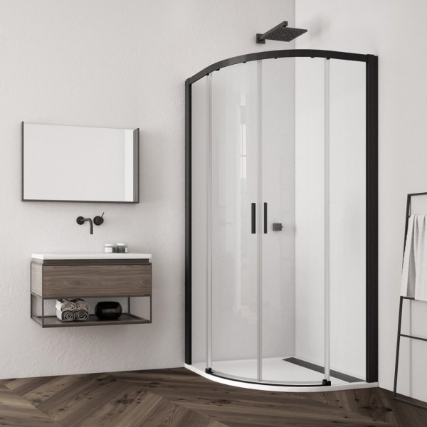 Sanswiss Top Line S kabina prysznicowa półokrągła 80 cm czarny mat TLSR550800607